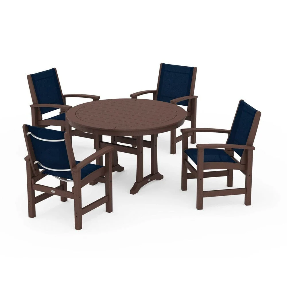 POLYWOOD® - Coastal 5-Piece Round Dining Set with Trestle Legs - PWS1119 - Image 133