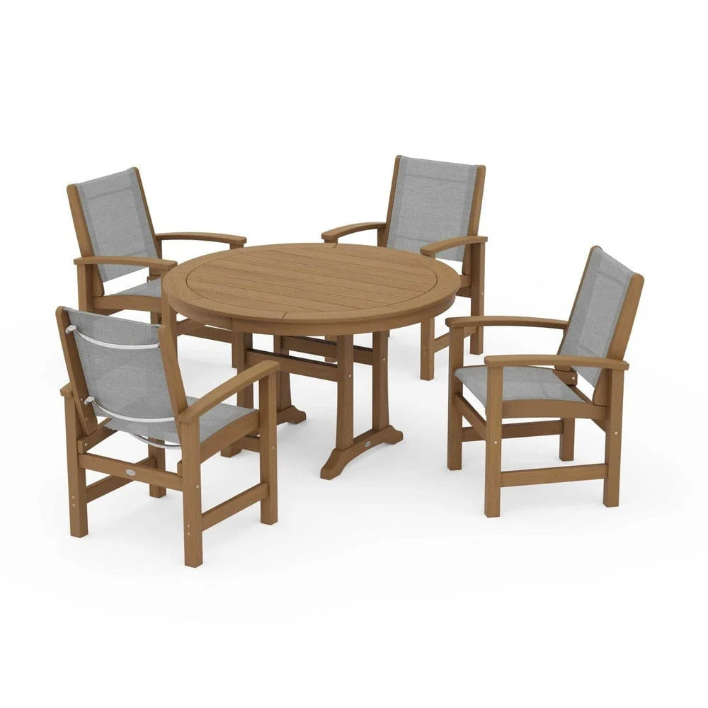 POLYWOOD® - Coastal 5-Piece Round Dining Set with Trestle Legs - PWS1119 - Image 138