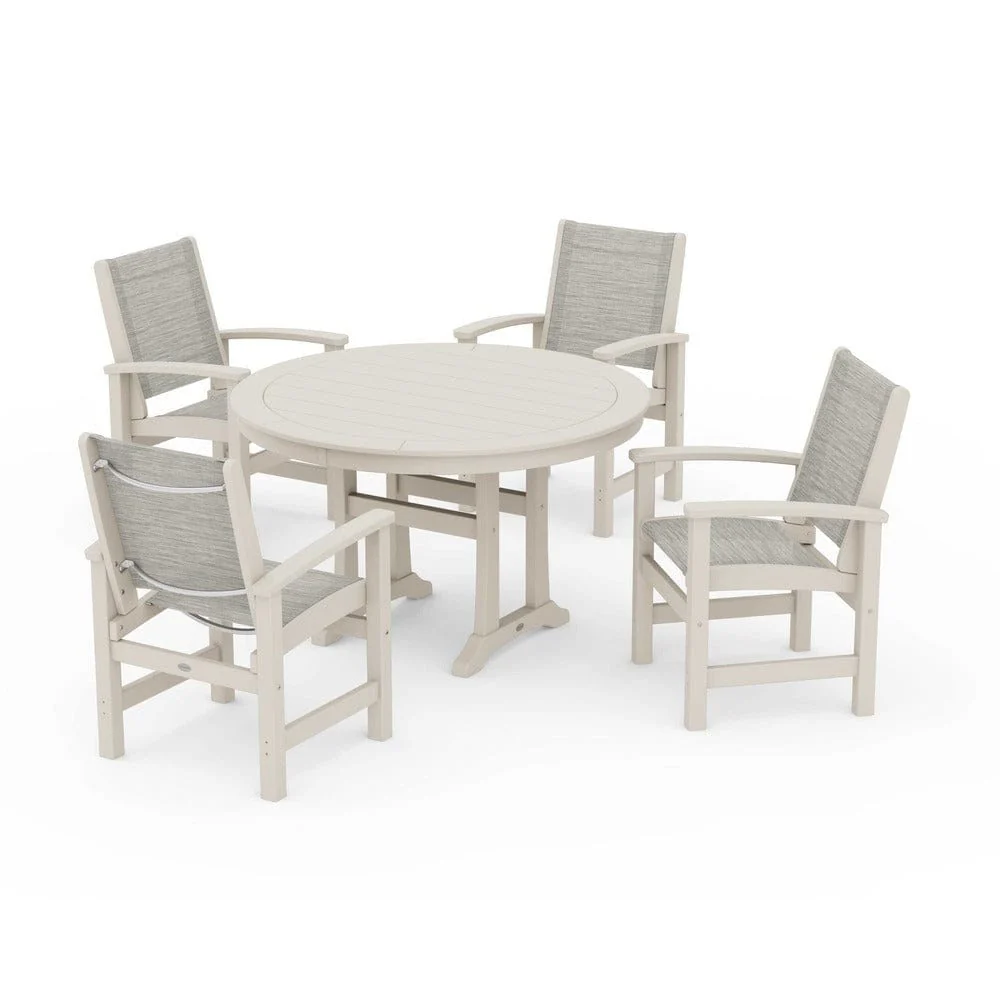 POLYWOOD® - Coastal 5-Piece Round Dining Set with Trestle Legs - PWS1119 - Image 141