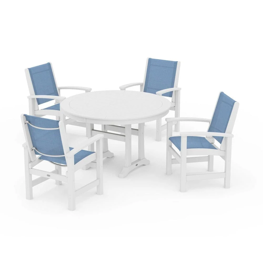 POLYWOOD® - Coastal 5-Piece Round Dining Set with Trestle Legs - PWS1119 - Image 143