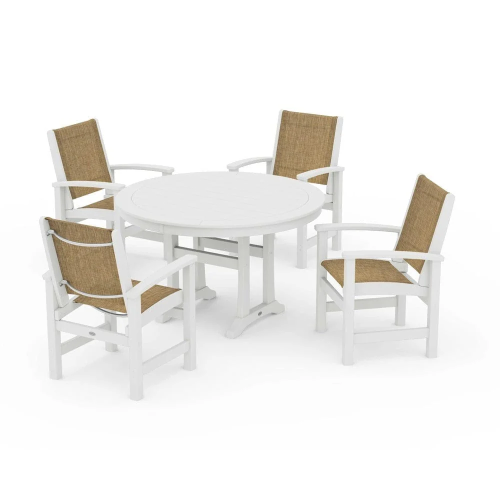 POLYWOOD® - Coastal 5-Piece Round Dining Set with Trestle Legs - PWS1119 - Image 144