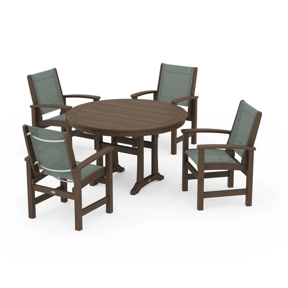 POLYWOOD® - Coastal 5-Piece Round Dining Set with Trestle Legs - PWS1119 - Image 145