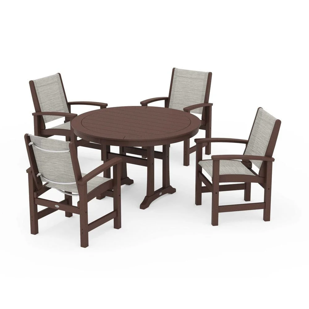 POLYWOOD® - Coastal 5-Piece Round Dining Set with Trestle Legs - PWS1119 - Image 21