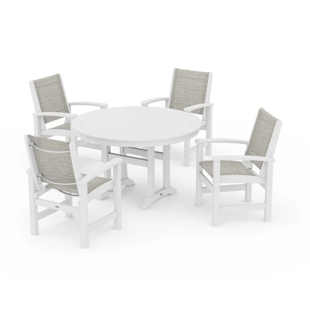 POLYWOOD® - Coastal 5-Piece Round Dining Set with Trestle Legs - PWS1119 - Image 29