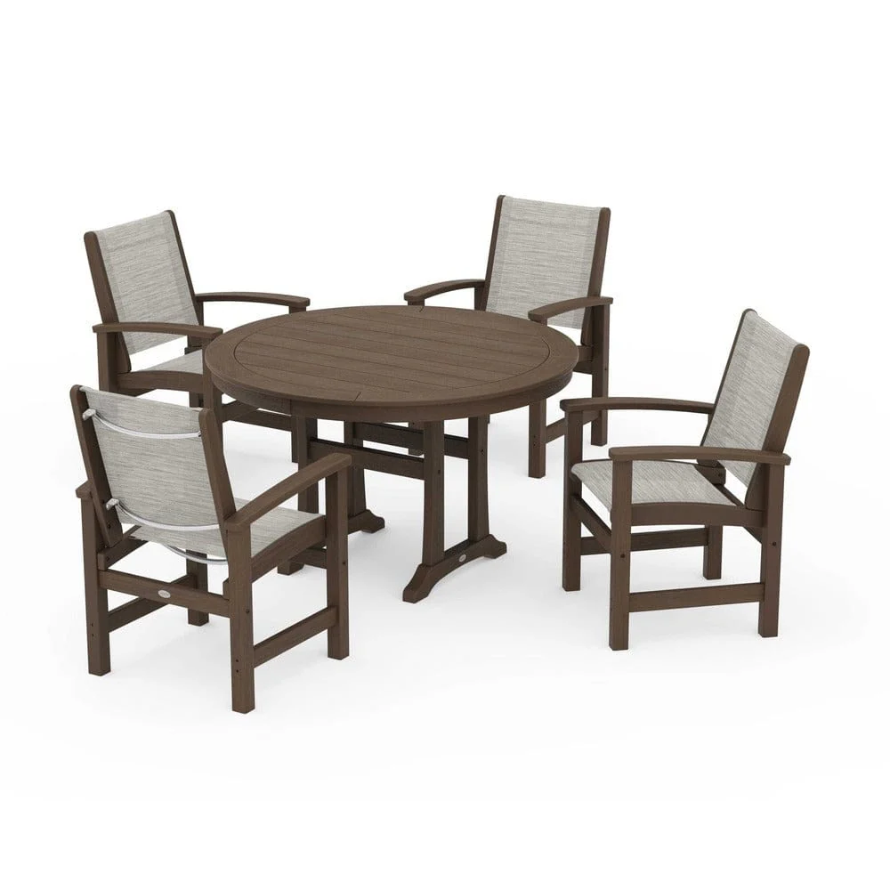 POLYWOOD® - Coastal 5-Piece Round Dining Set with Trestle Legs - PWS1119 - Image 30