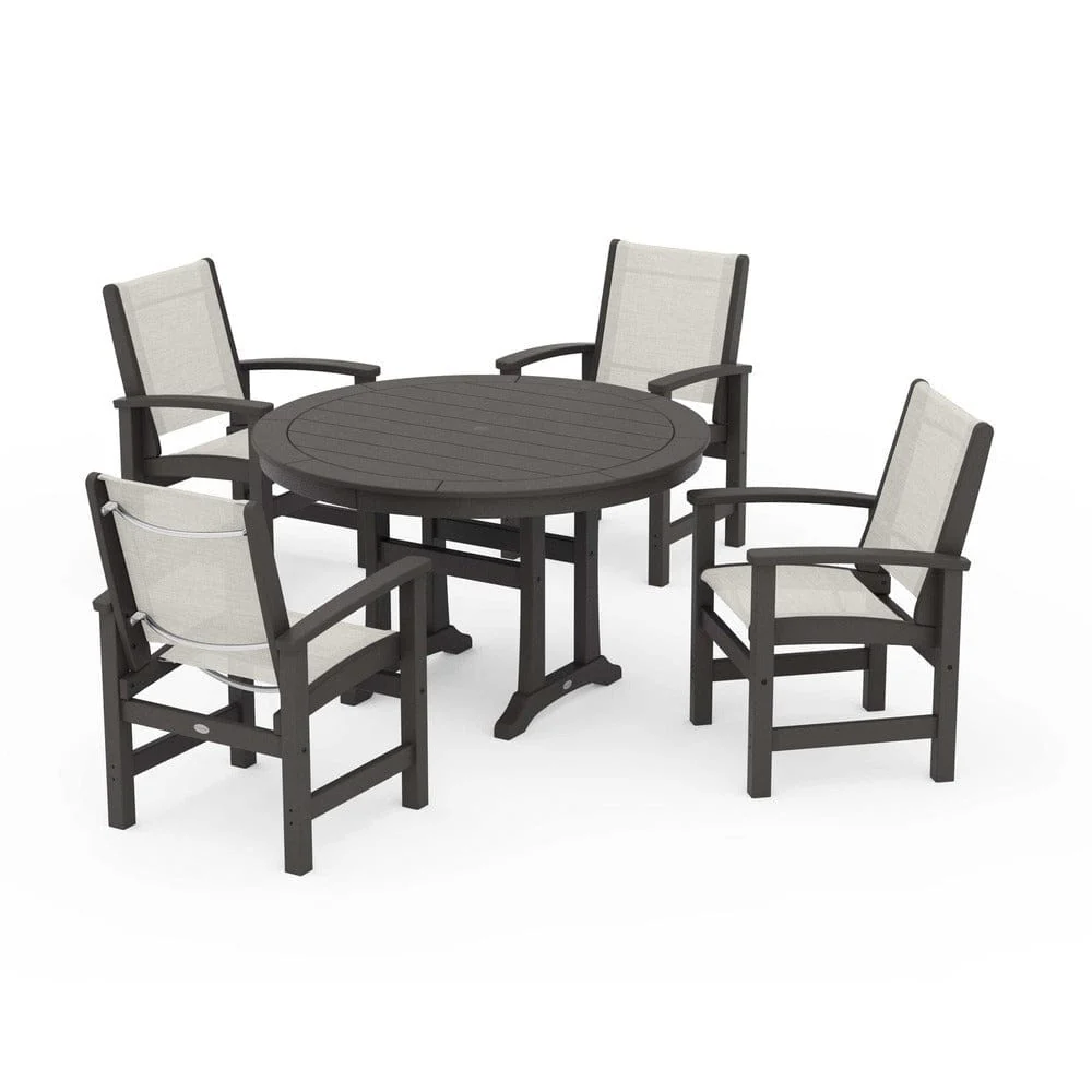 POLYWOOD® - Coastal 5-Piece Round Dining Set with Trestle Legs - PWS1119 - Image 39