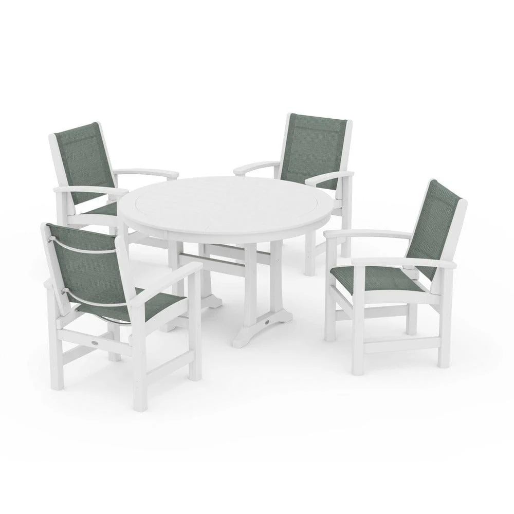 POLYWOOD® - Coastal 5-Piece Round Dining Set with Trestle Legs - PWS1119 - Image 4