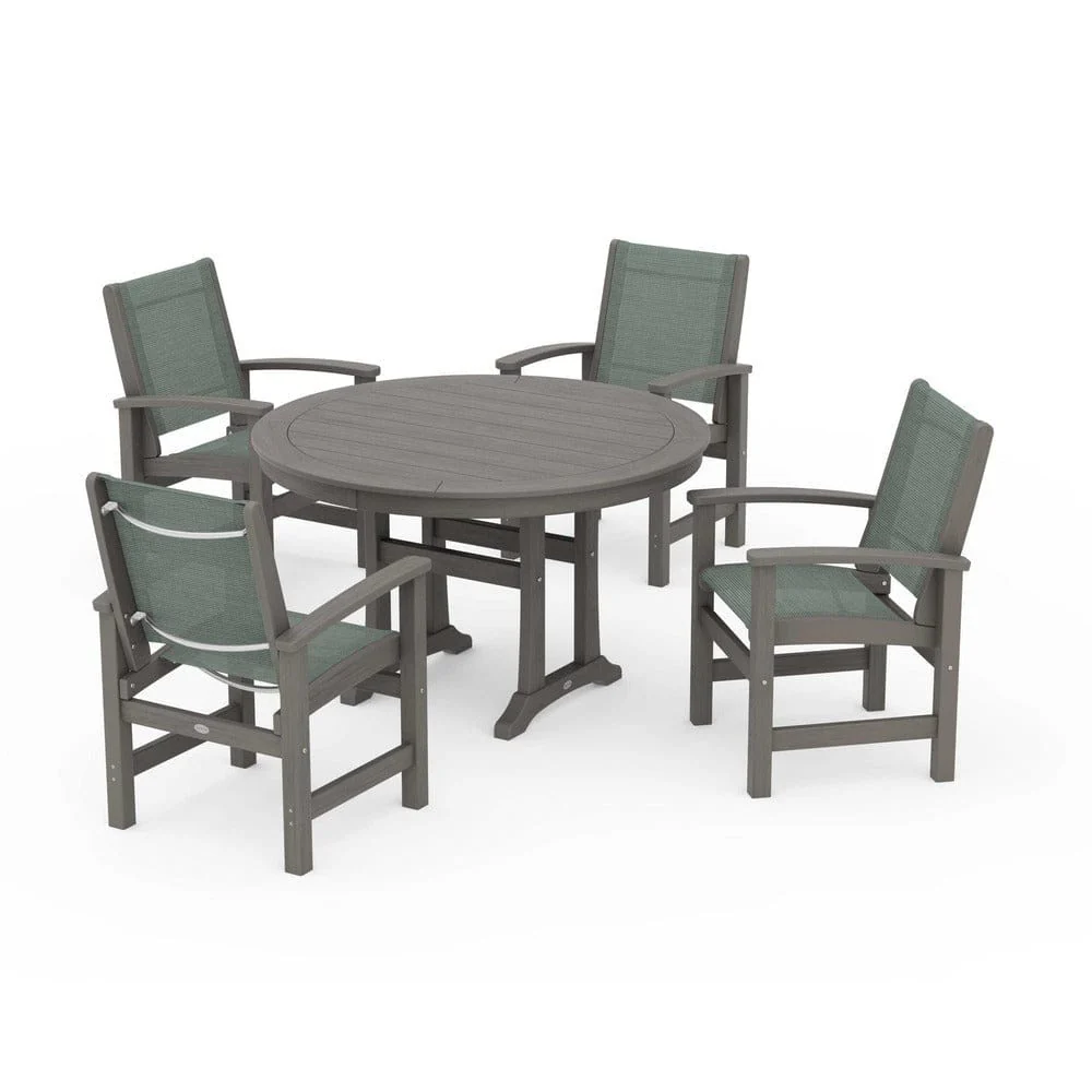 POLYWOOD® - Coastal 5-Piece Round Dining Set with Trestle Legs - PWS1119 - Image 41