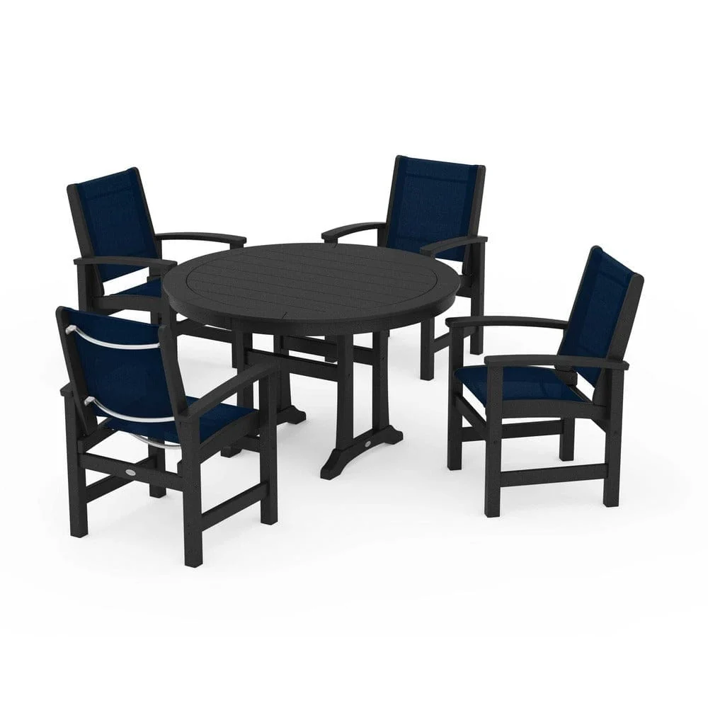 POLYWOOD® - Coastal 5-Piece Round Dining Set with Trestle Legs - PWS1119 - Image 60