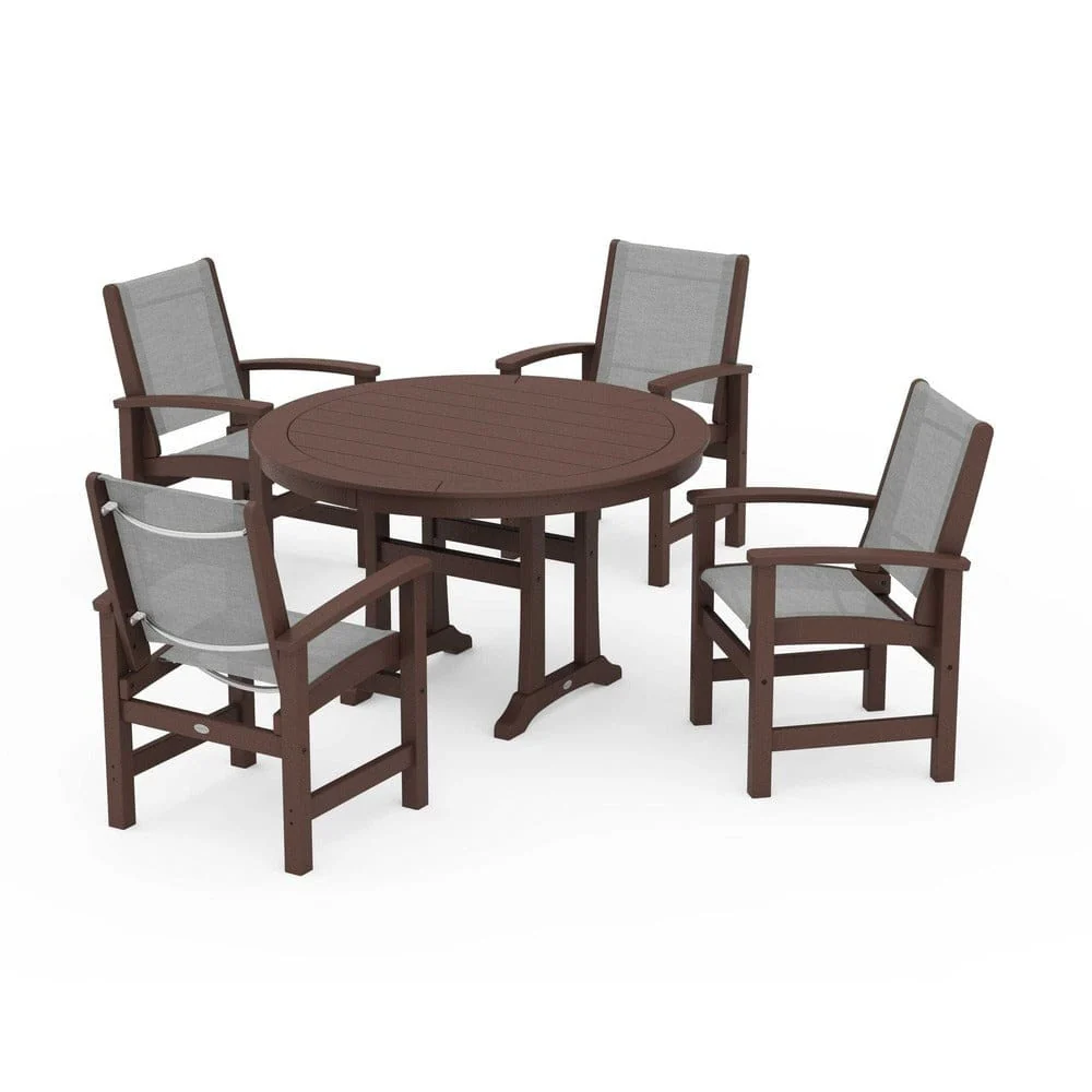 POLYWOOD® - Coastal 5-Piece Round Dining Set with Trestle Legs - PWS1119 - Image 61