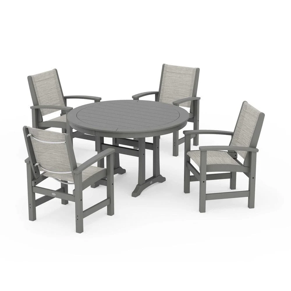 POLYWOOD® - Coastal 5-Piece Round Dining Set with Trestle Legs - PWS1119 - Image 72