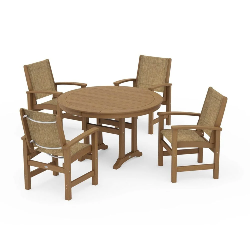 POLYWOOD® - Coastal 5-Piece Round Dining Set with Trestle Legs - PWS1119 - Image 73