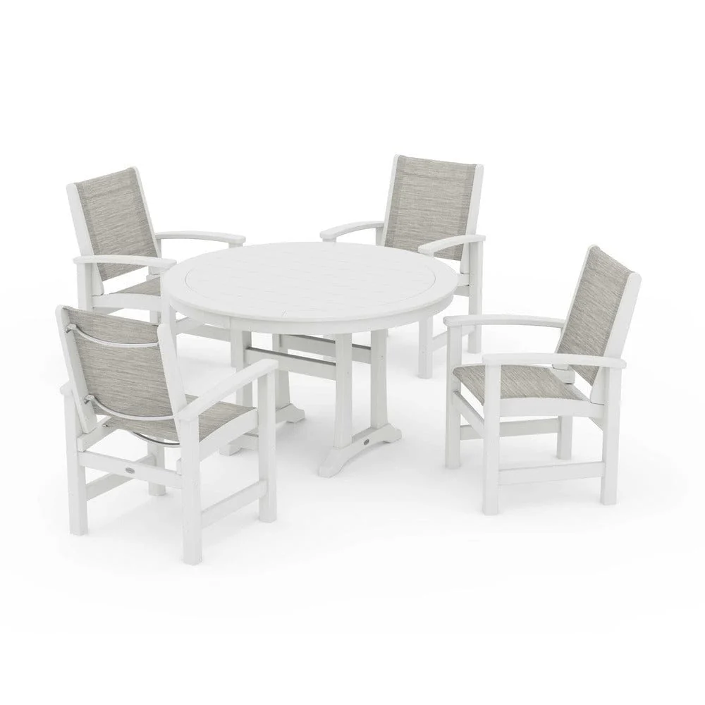 POLYWOOD® - Coastal 5-Piece Round Dining Set with Trestle Legs - PWS1119 - Image 75