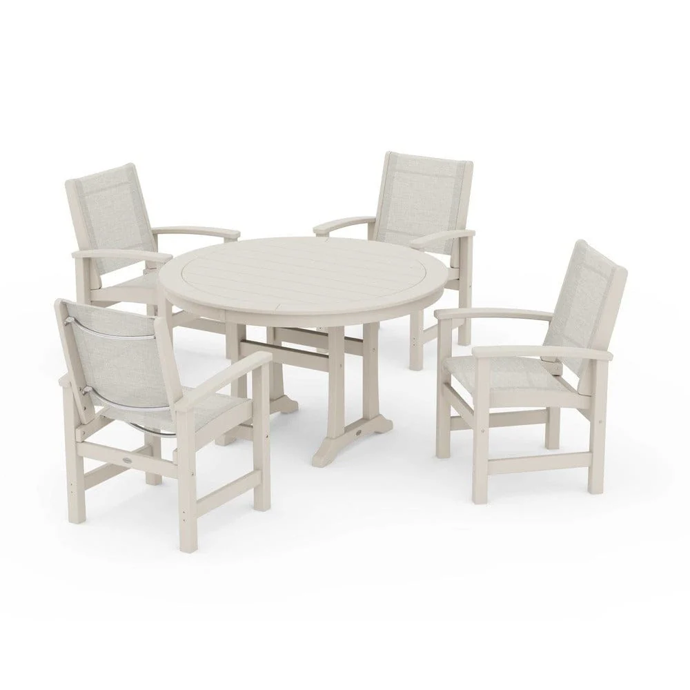 POLYWOOD® - Coastal 5-Piece Round Dining Set with Trestle Legs - PWS1119 - Image 79