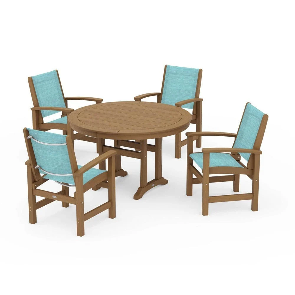 POLYWOOD® - Coastal 5-Piece Round Dining Set with Trestle Legs - PWS1119 - Image 8