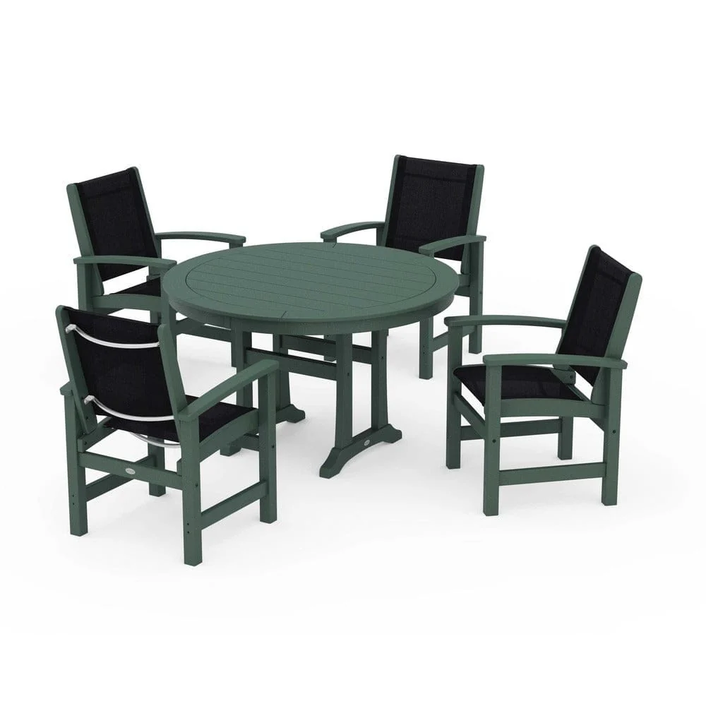 POLYWOOD® - Coastal 5-Piece Round Dining Set with Trestle Legs - PWS1119 - Image 80