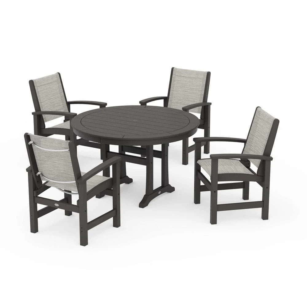 POLYWOOD® - Coastal 5-Piece Round Dining Set with Trestle Legs - PWS1119 - Image 82