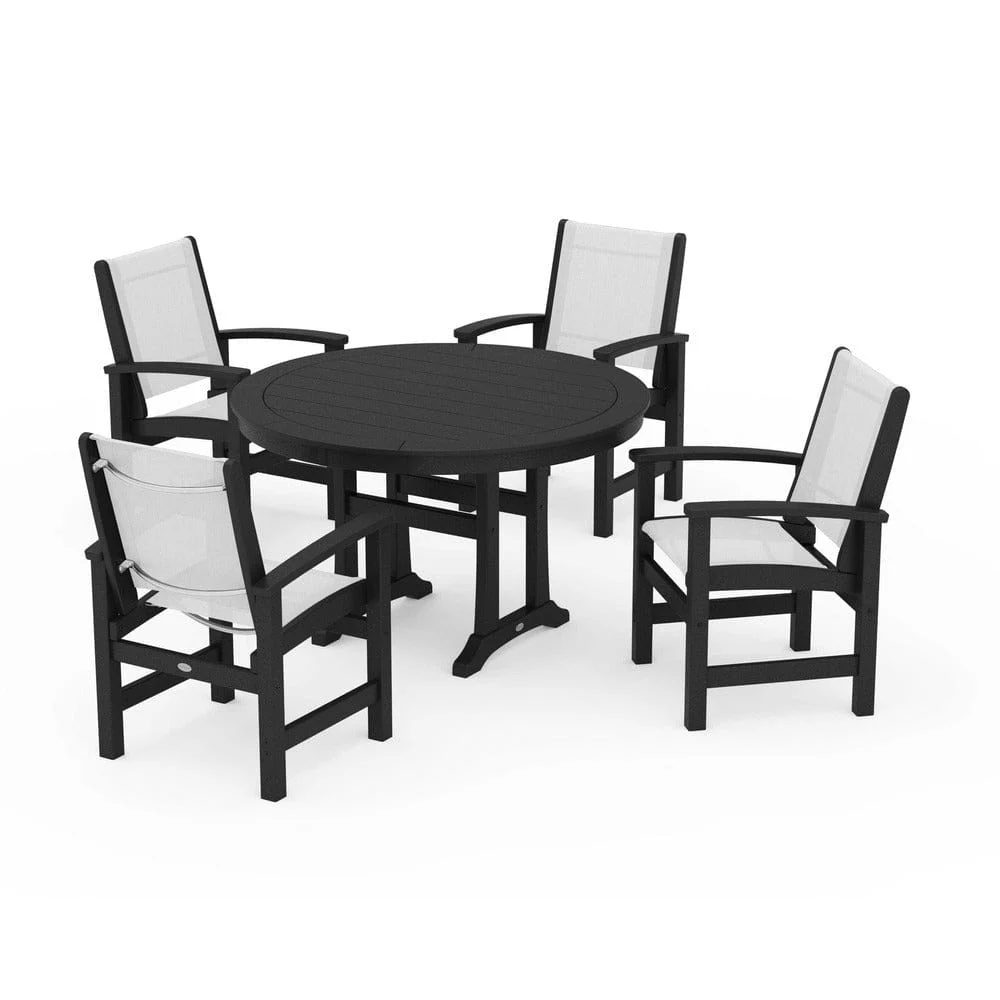 POLYWOOD® - Coastal 5-Piece Round Dining Set with Trestle Legs - PWS1119 - Image 97