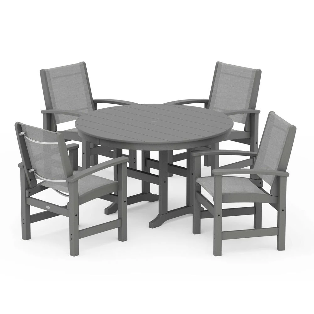 POLYWOOD® Coastal 5-Piece Round Farmhouse Dining Set - PWS155 - Image 10