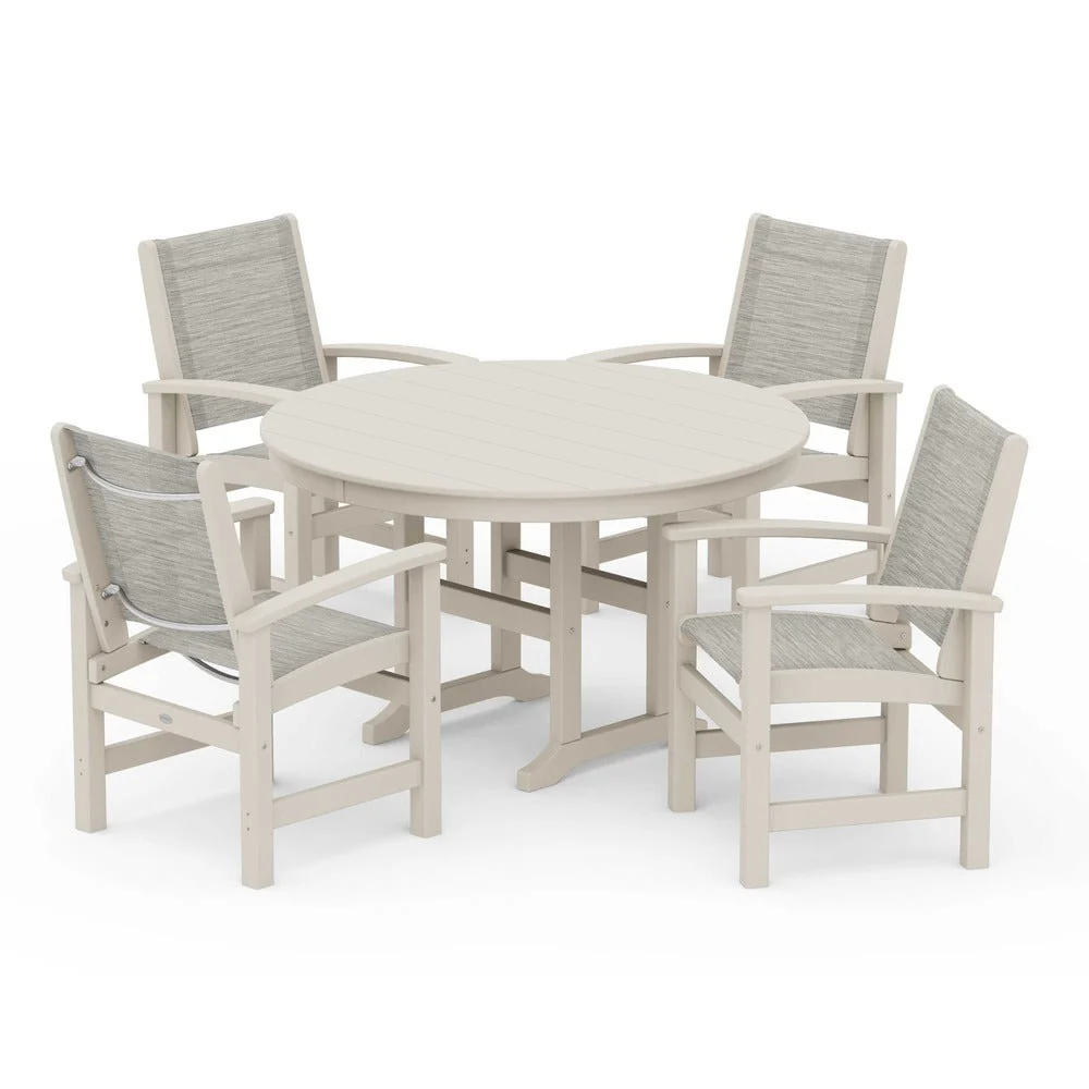 POLYWOOD® Coastal 5-Piece Round Farmhouse Dining Set - PWS155 - Image 103