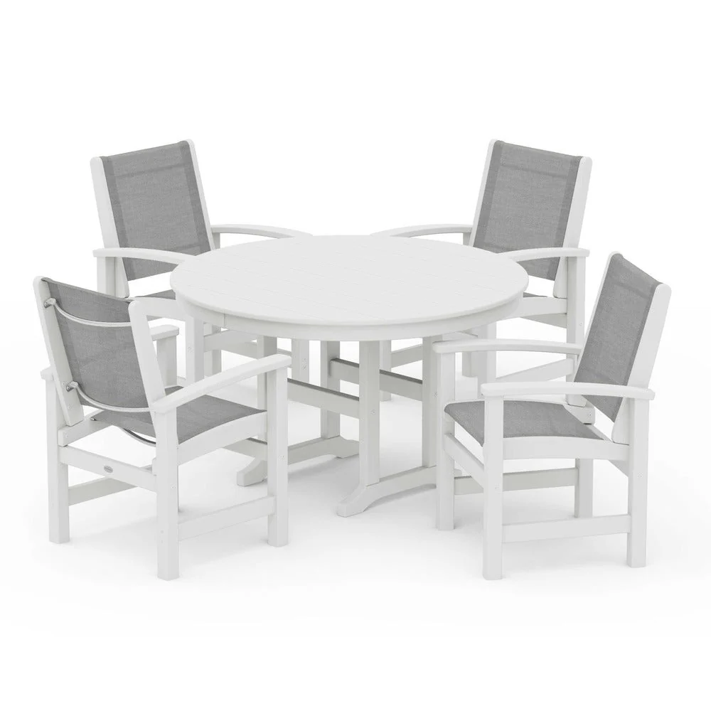 POLYWOOD® Coastal 5-Piece Round Farmhouse Dining Set - PWS155 - Image 105