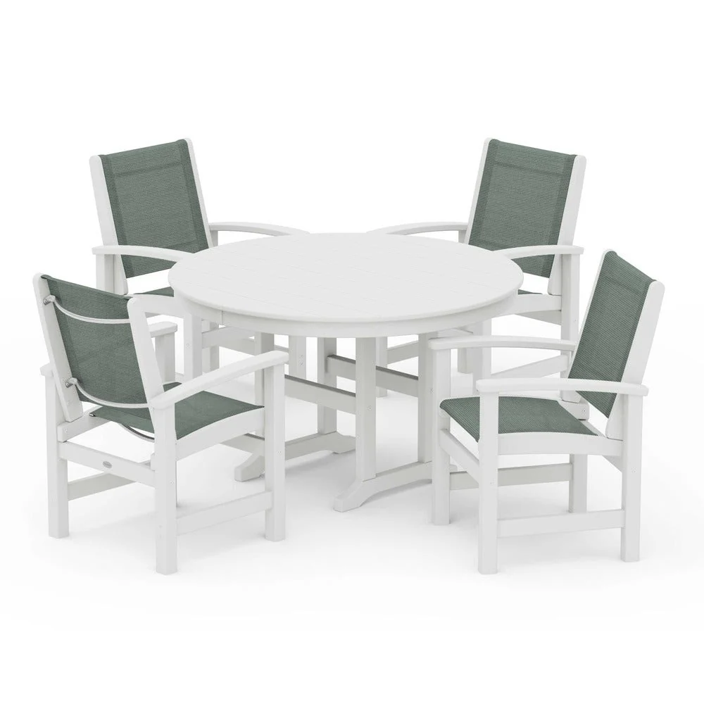 POLYWOOD® Coastal 5-Piece Round Farmhouse Dining Set - PWS155 - Image 11