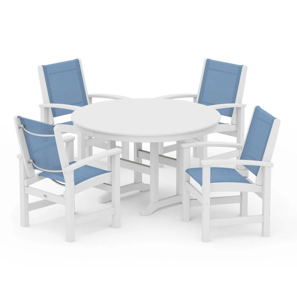 POLYWOOD® Coastal 5-Piece Round Farmhouse Dining Set - PWS155 - Image 112