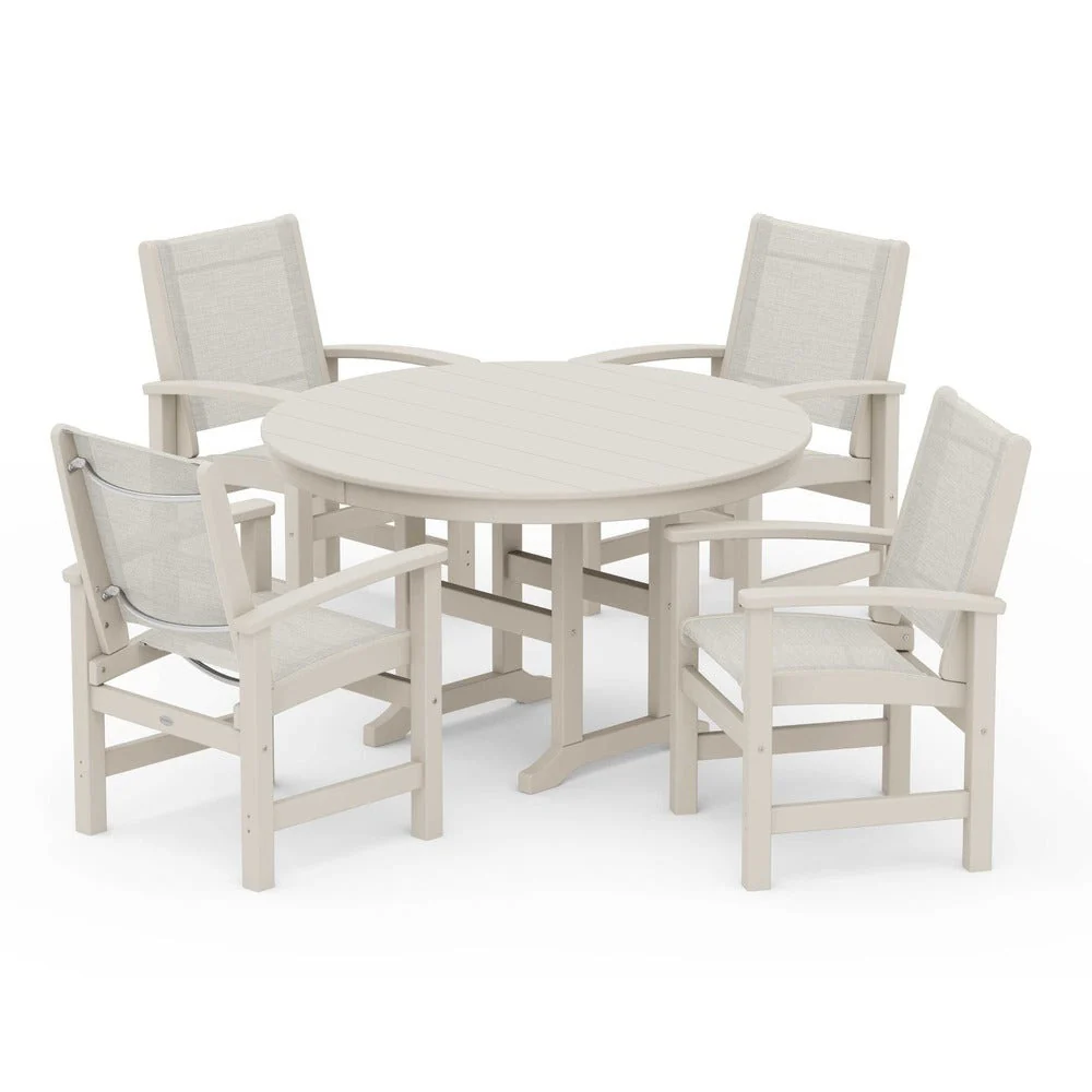 POLYWOOD® Coastal 5-Piece Round Farmhouse Dining Set - PWS155 - Image 12