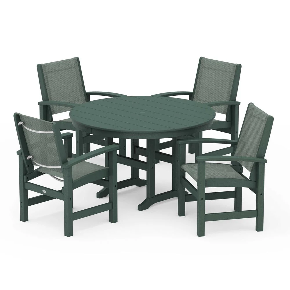 POLYWOOD® Coastal 5-Piece Round Farmhouse Dining Set - PWS155 - Image 14