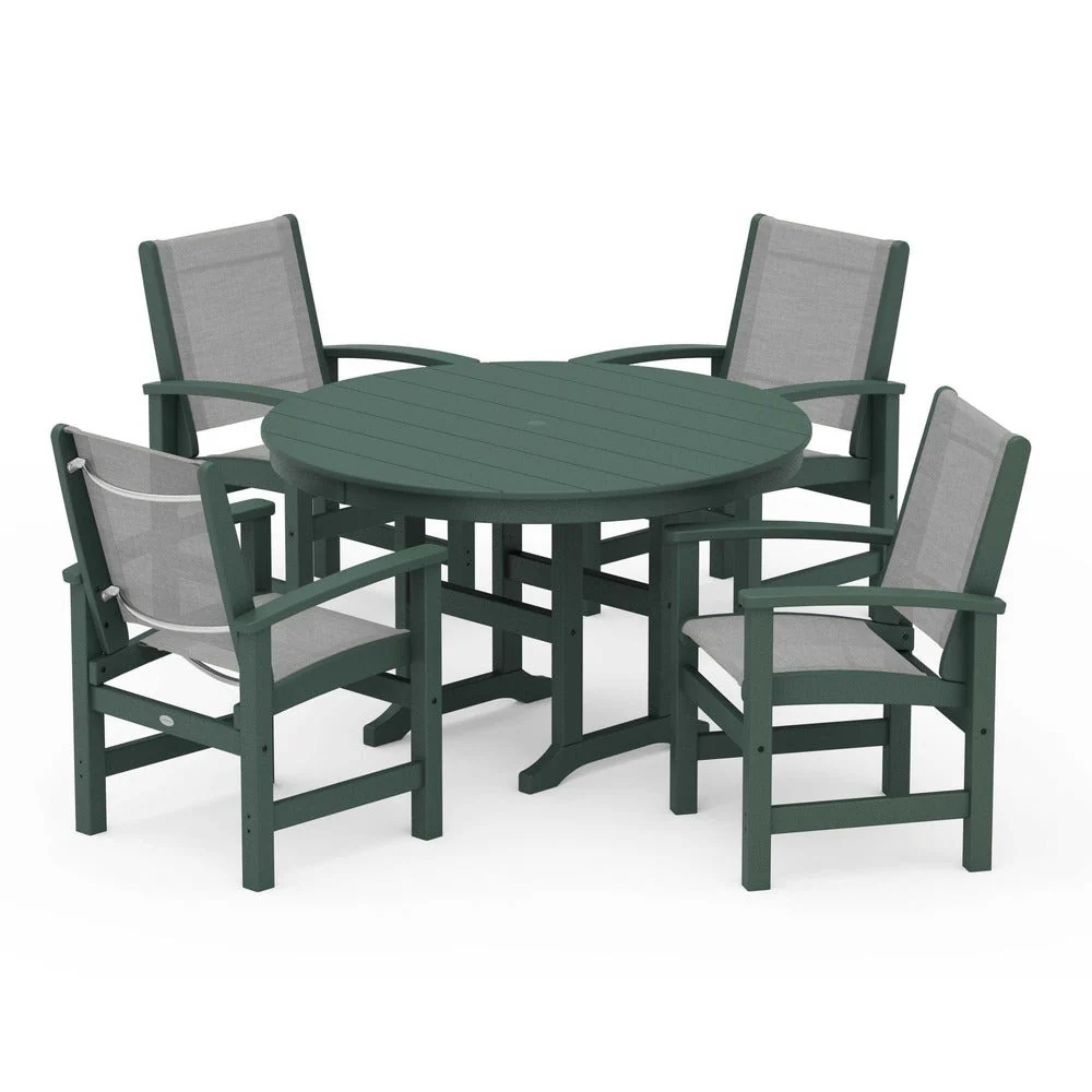 POLYWOOD® Coastal 5-Piece Round Farmhouse Dining Set - PWS155 - Image 16