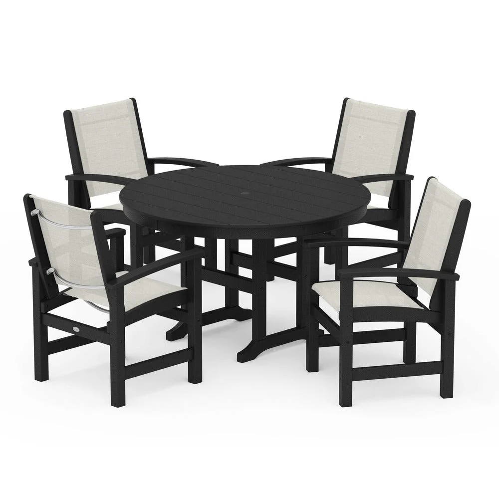 POLYWOOD® Coastal 5-Piece Round Farmhouse Dining Set - PWS155 - Image 17
