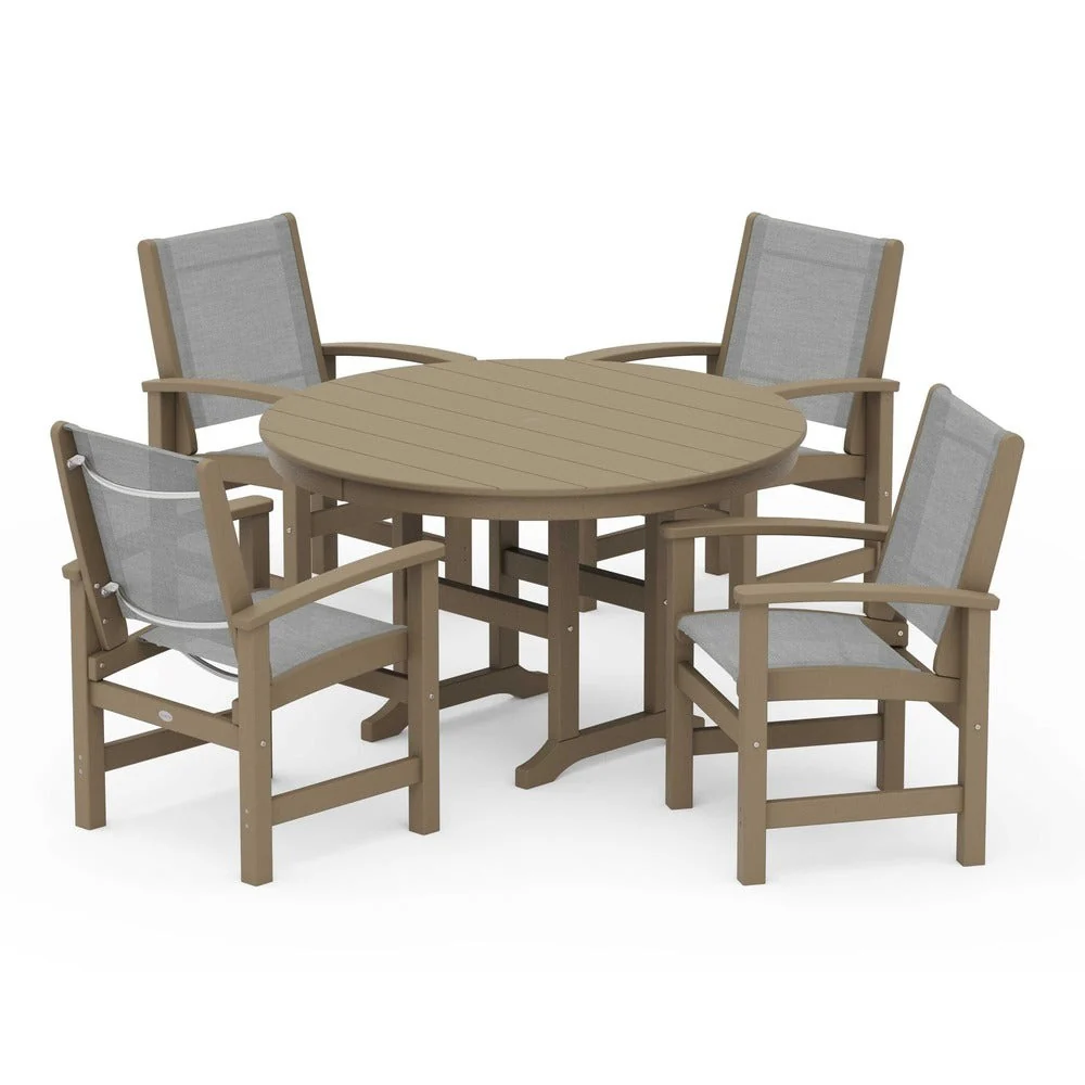 POLYWOOD® Coastal 5-Piece Round Farmhouse Dining Set - PWS155 - Image 18