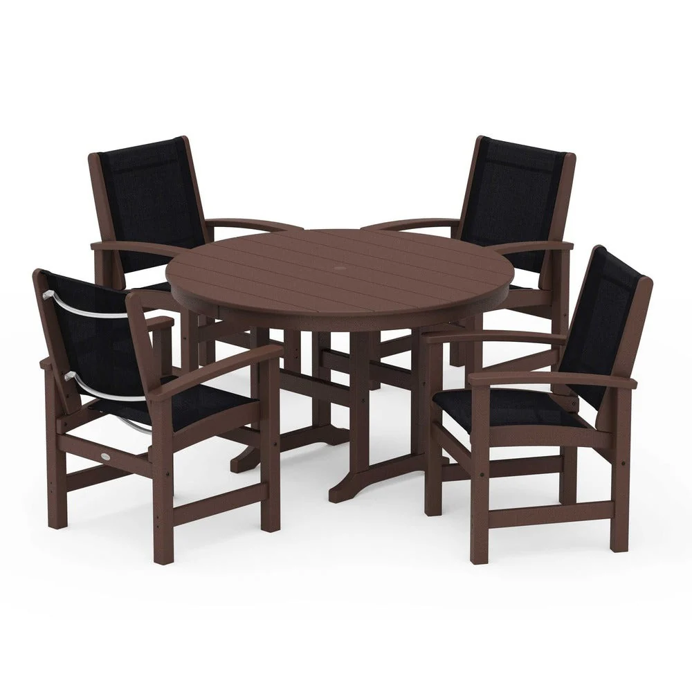POLYWOOD® Coastal 5-Piece Round Farmhouse Dining Set - PWS155 - Image 19