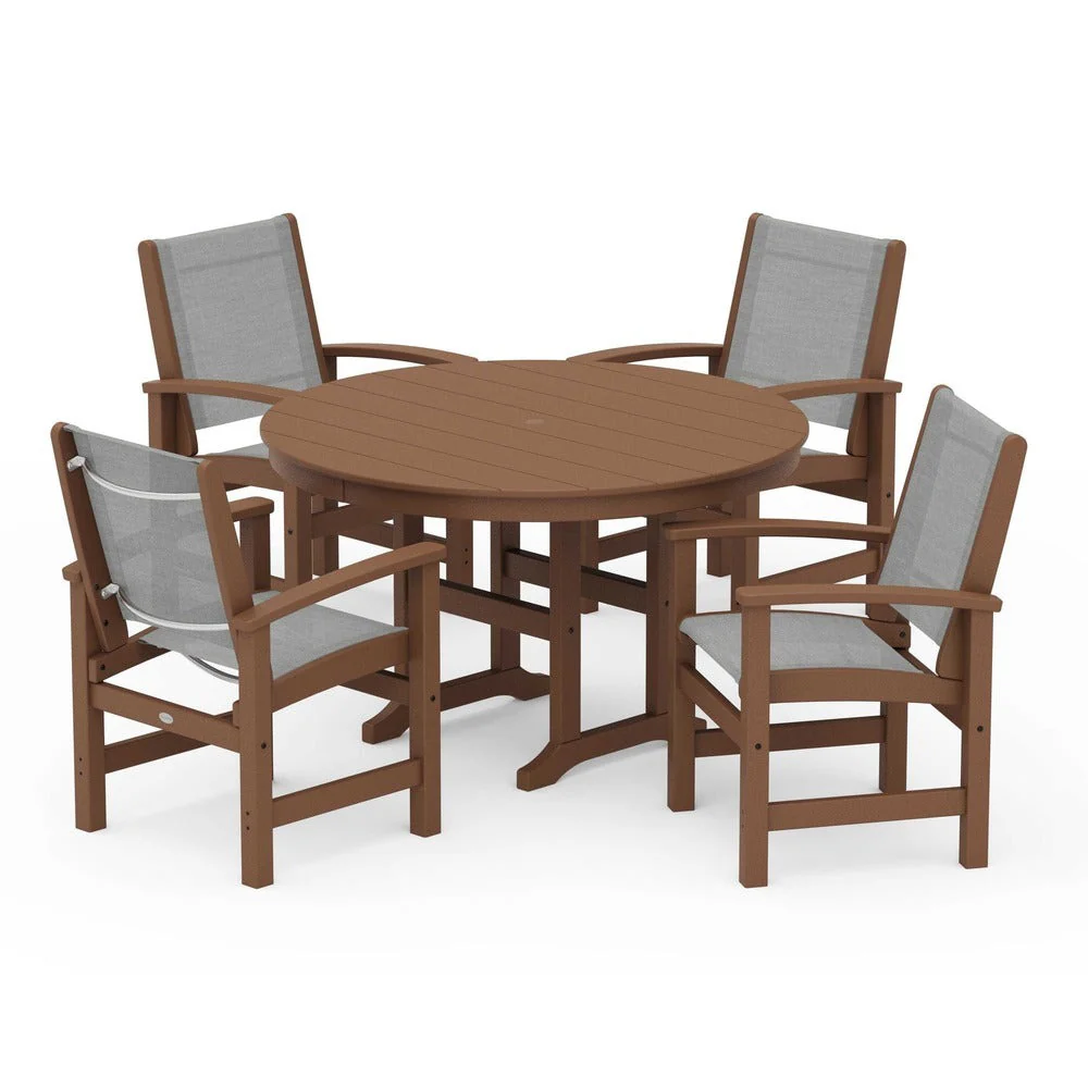 POLYWOOD® Coastal 5-Piece Round Farmhouse Dining Set - PWS155 - Image 20