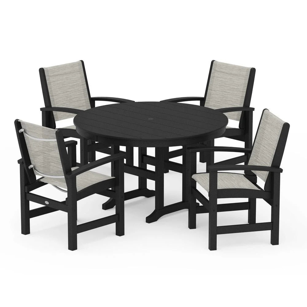 POLYWOOD® Coastal 5-Piece Round Farmhouse Dining Set - PWS155 - Image 21