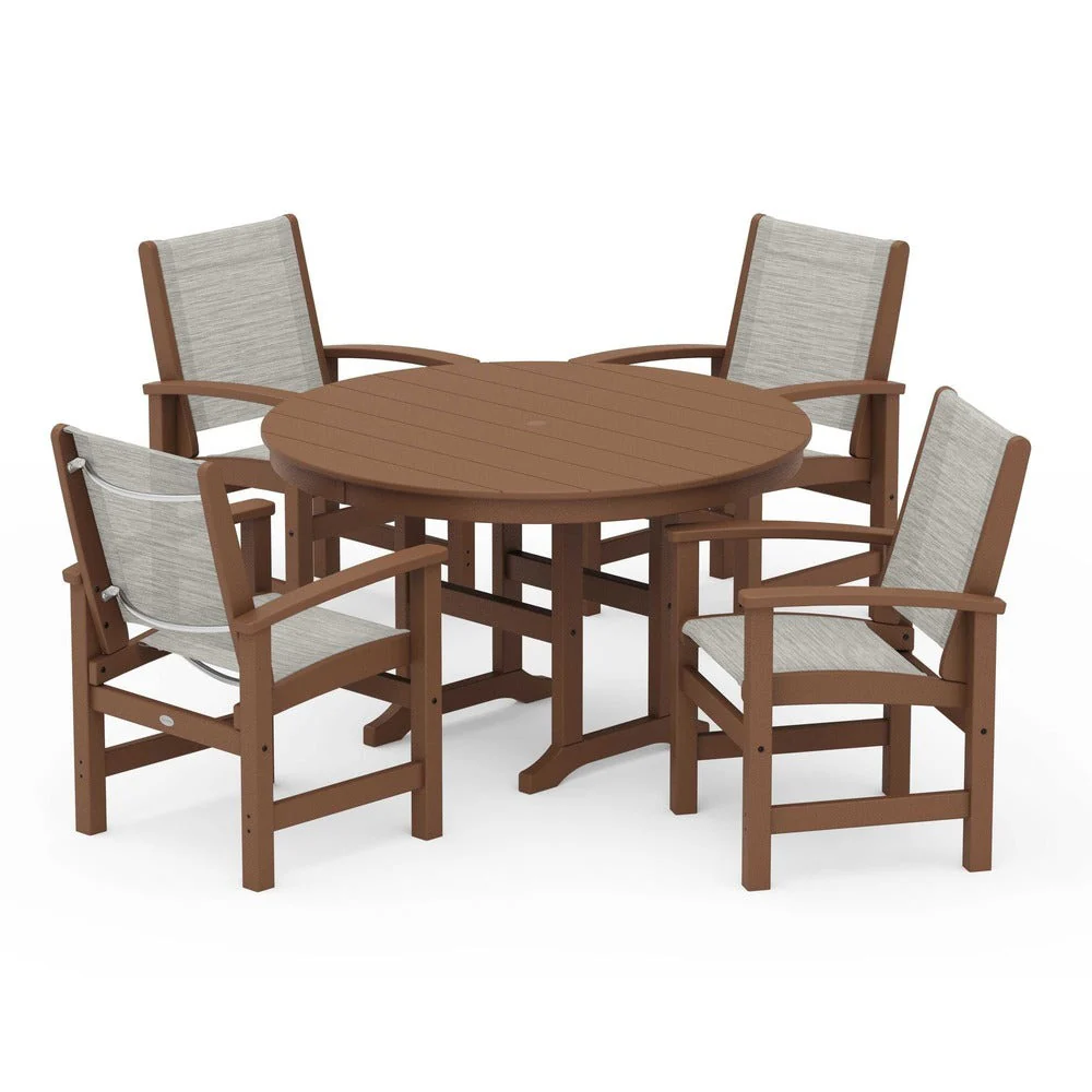 POLYWOOD® Coastal 5-Piece Round Farmhouse Dining Set - PWS155 - Image 22