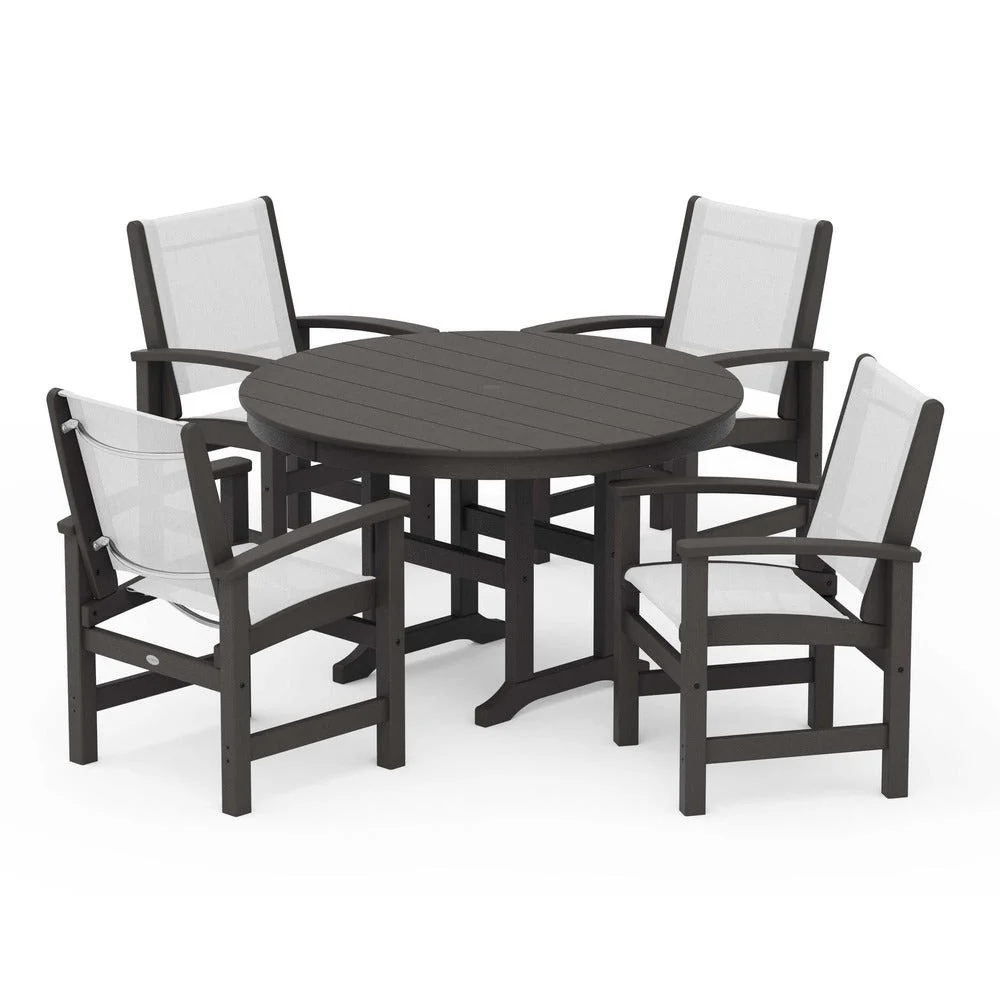 POLYWOOD® Coastal 5-Piece Round Farmhouse Dining Set - PWS155 - Image 23