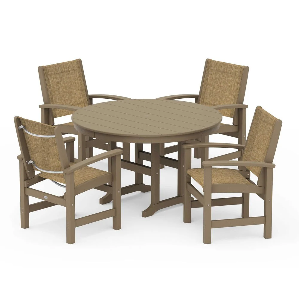 POLYWOOD® Coastal 5-Piece Round Farmhouse Dining Set - PWS155 - Image 24