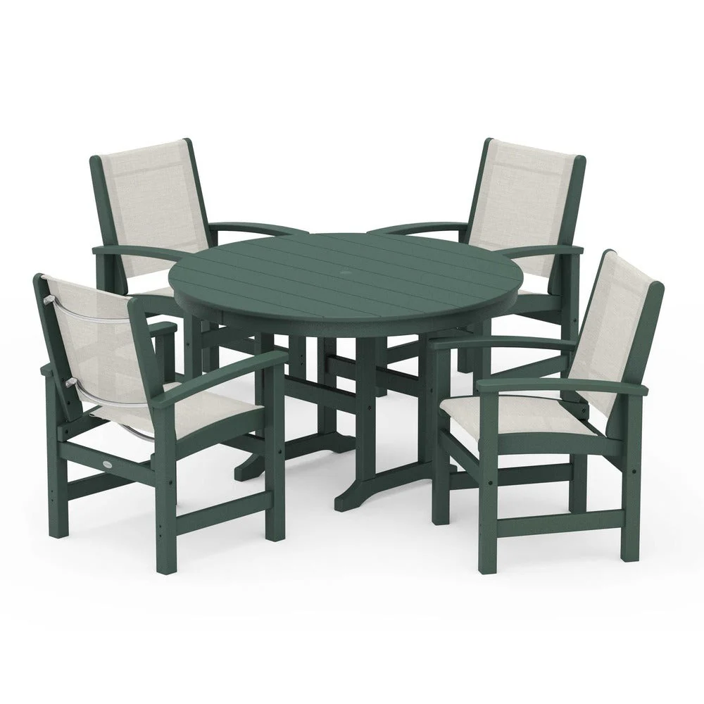 POLYWOOD® Coastal 5-Piece Round Farmhouse Dining Set - PWS155 - Image 25