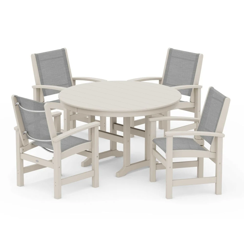 POLYWOOD® Coastal 5-Piece Round Farmhouse Dining Set - PWS155 - Image 26