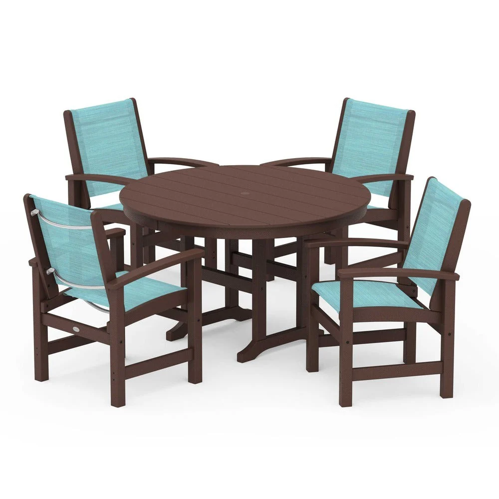 POLYWOOD® Coastal 5-Piece Round Farmhouse Dining Set - PWS155 - Image 27