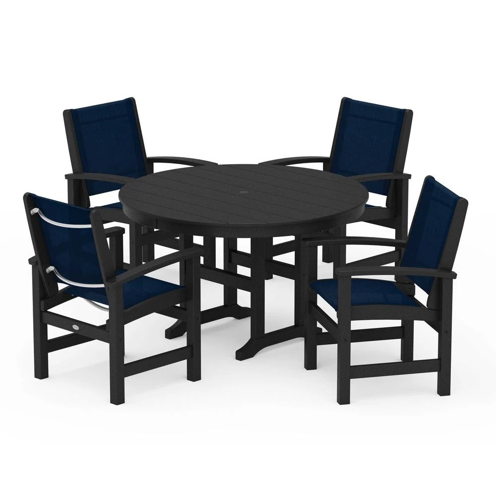 POLYWOOD® Coastal 5-Piece Round Farmhouse Dining Set - PWS155 - Image 28
