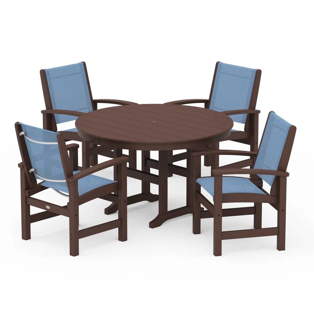 POLYWOOD® Coastal 5-Piece Round Farmhouse Dining Set - PWS155 - Image 29