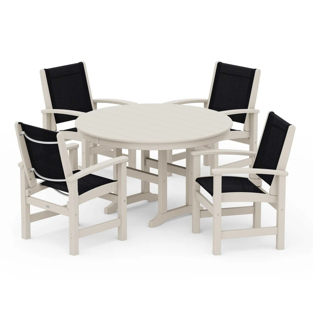 POLYWOOD® Coastal 5-Piece Round Farmhouse Dining Set - PWS155 - Image 30