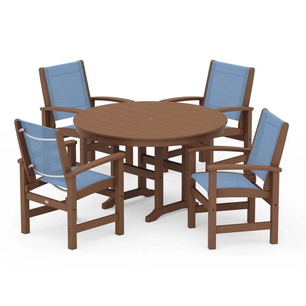 POLYWOOD® Coastal 5-Piece Round Farmhouse Dining Set - PWS155 - Image 33