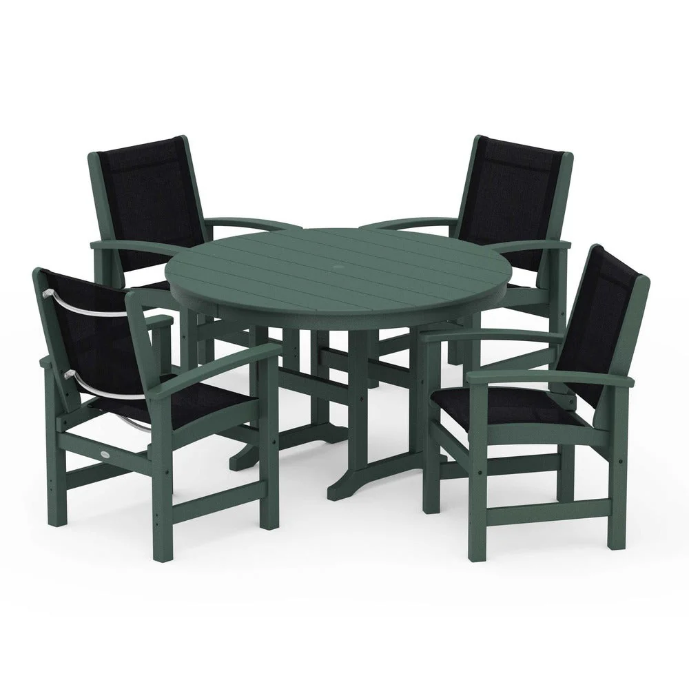 POLYWOOD® Coastal 5-Piece Round Farmhouse Dining Set - PWS155 - Image 34