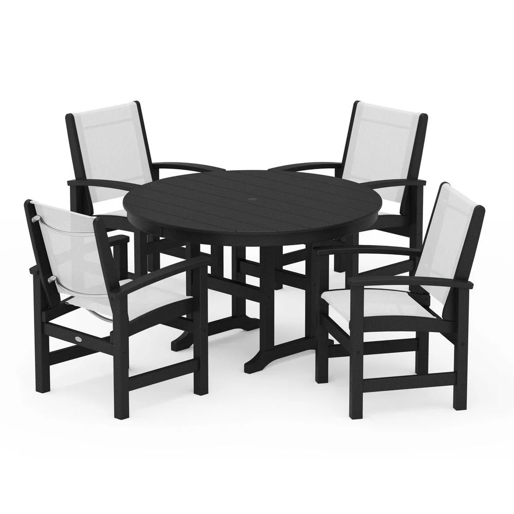 POLYWOOD® Coastal 5-Piece Round Farmhouse Dining Set - PWS155 - Image 35