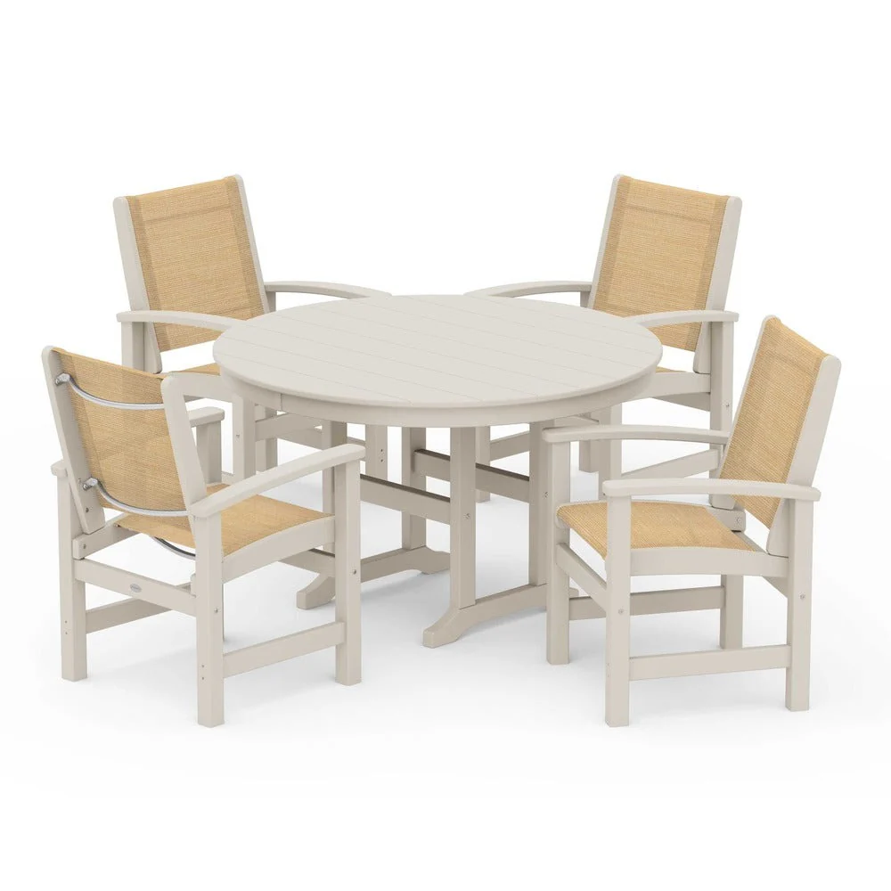 POLYWOOD® Coastal 5-Piece Round Farmhouse Dining Set - PWS155 - Image 37