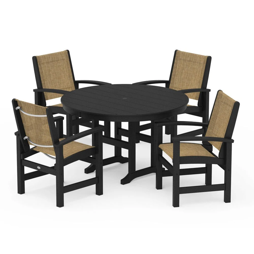 POLYWOOD® Coastal 5-Piece Round Farmhouse Dining Set - PWS155 - Image 39