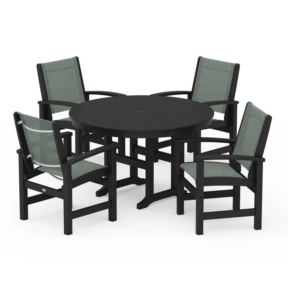 POLYWOOD® Coastal 5-Piece Round Farmhouse Dining Set - PWS155 - Image 40